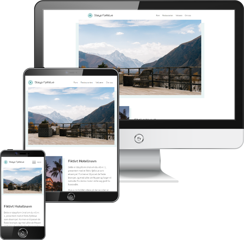 Hjemmesidemal 1 vist i responsivt design som et hotell